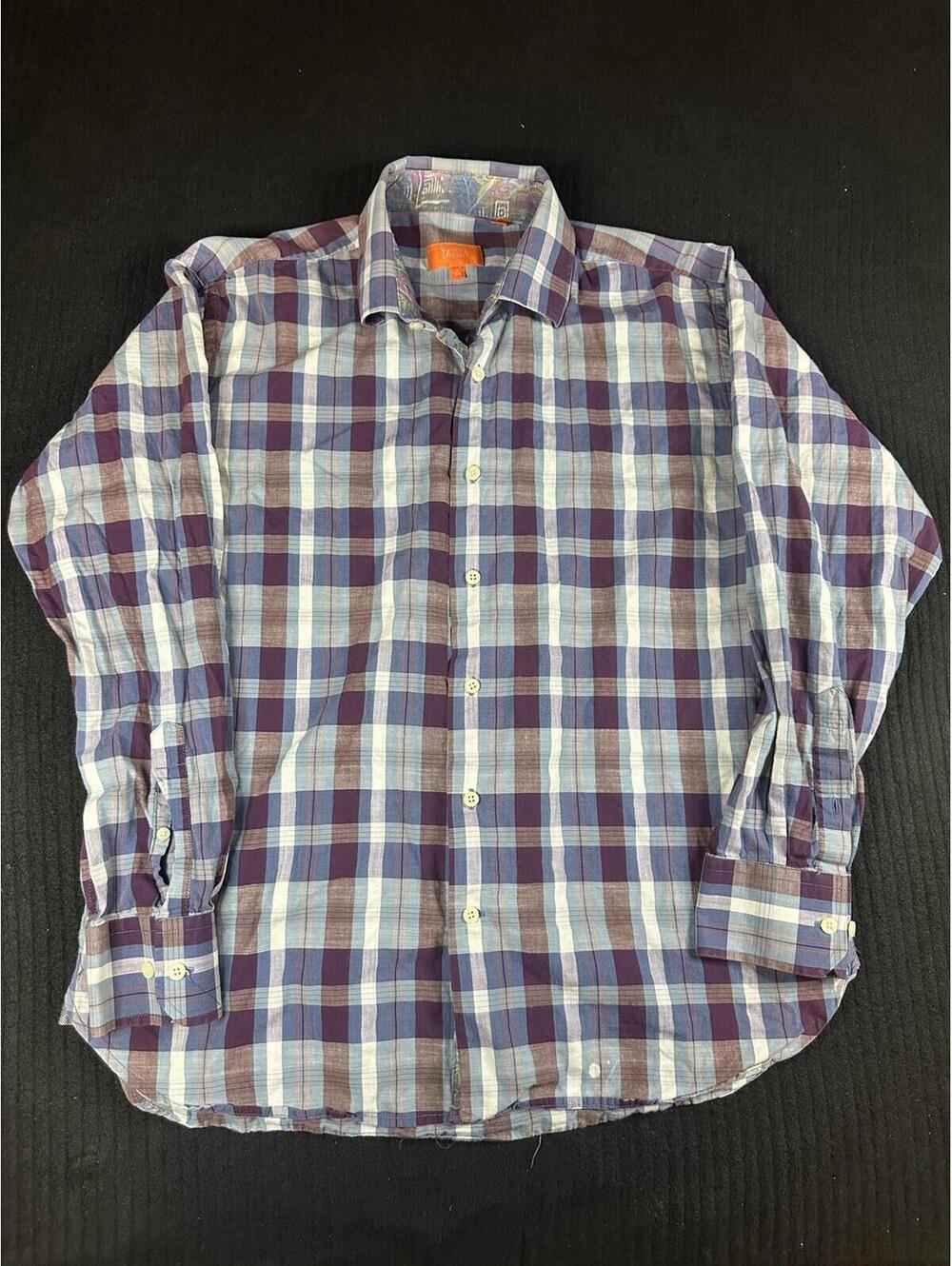 👔✨ Vintage TALLIA Plaid Button Down Shirt 16½ ✨👔